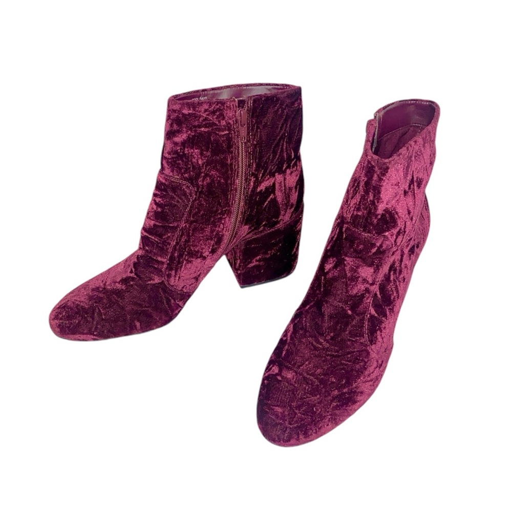 Gianni Bini Burgundy Crushed Velvet Ankle Boots
